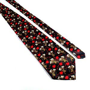 Bumble Bee Teddy Bear Valentine Bee Mine Mens Necktie Tie Designer Office Casual